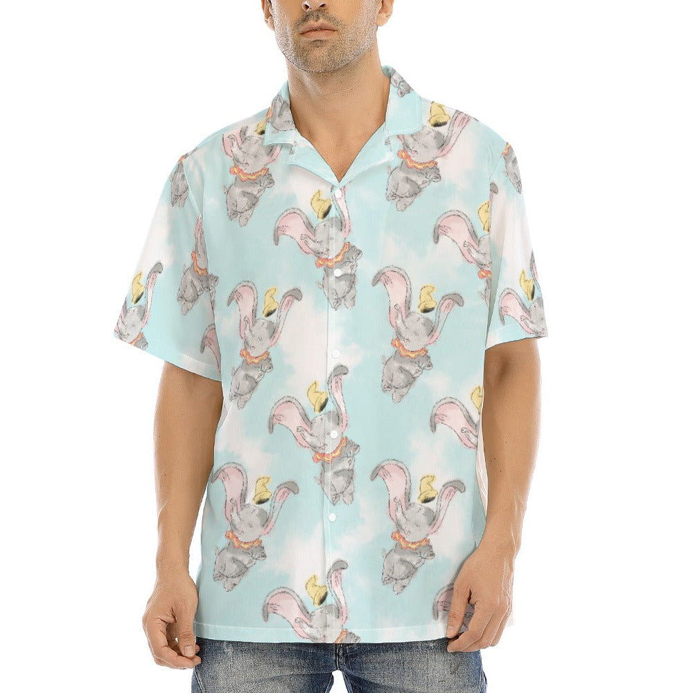 Sketch of Flying Elephant - Men's Hawaiian Button Up Shirt