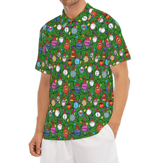 Festive Character Baubles on Green - Men's Polo Shirt