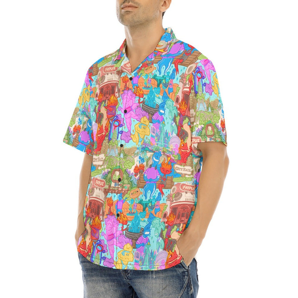 Element City Scene Collage - Men's Hawaiian Button Up Shirt