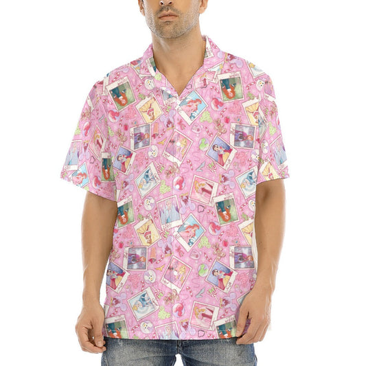 Holiday Winter Princess Christmas Snapshots - Men's Hawaiian Button Up Shirt