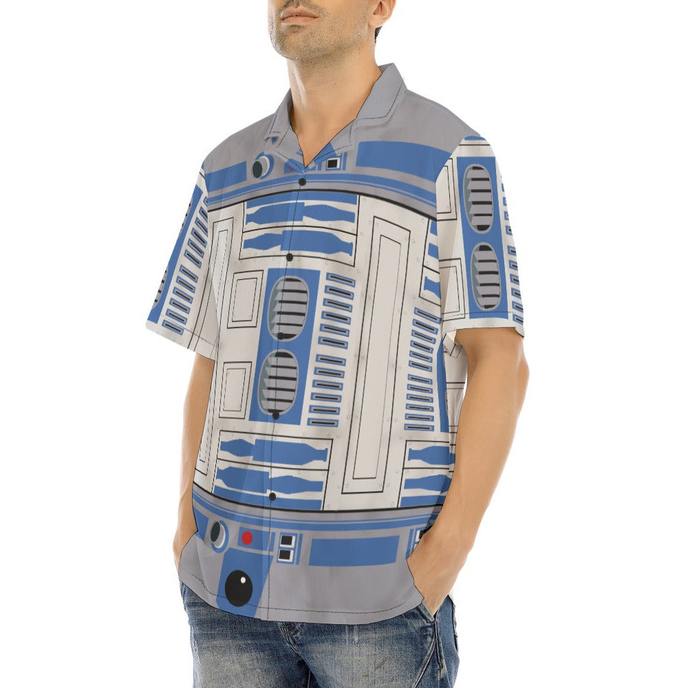 Little Blue Droid - Men's Hawaiian Button Up Shirt