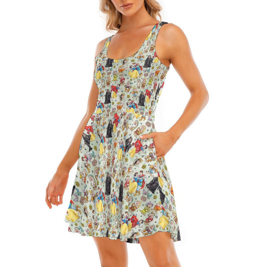 Fairest Crew Sketch - Women's Sleeveless Pocket Skater Dress