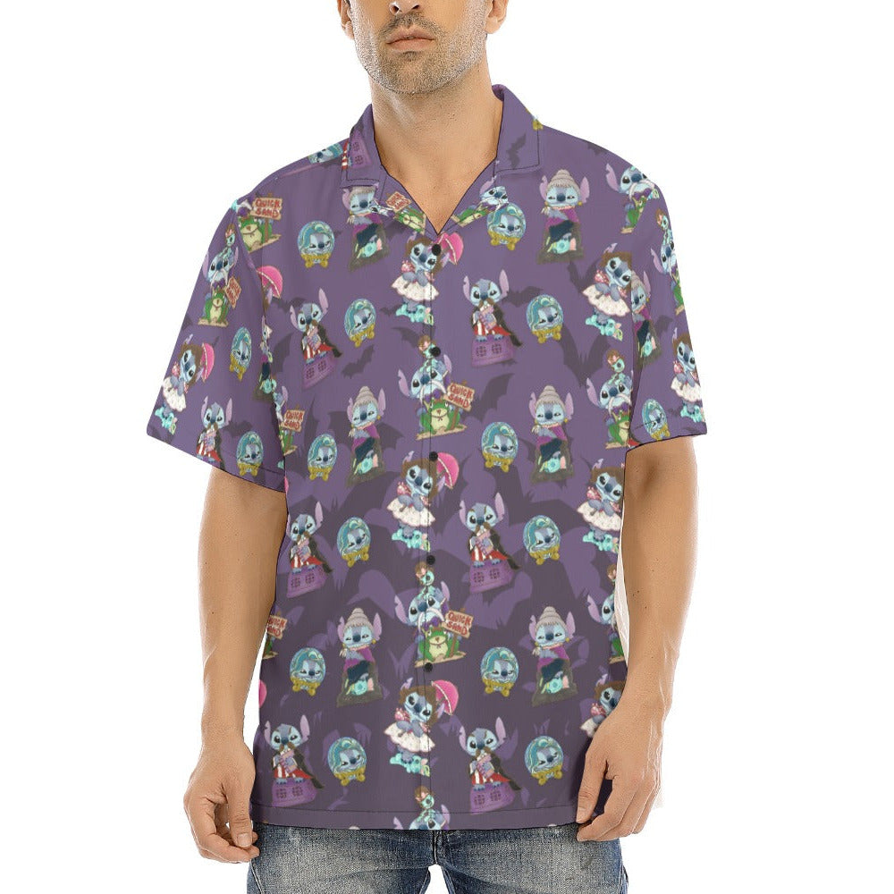 Haunted Alien Portraits - Men's Hawaiian Button Up Shirt