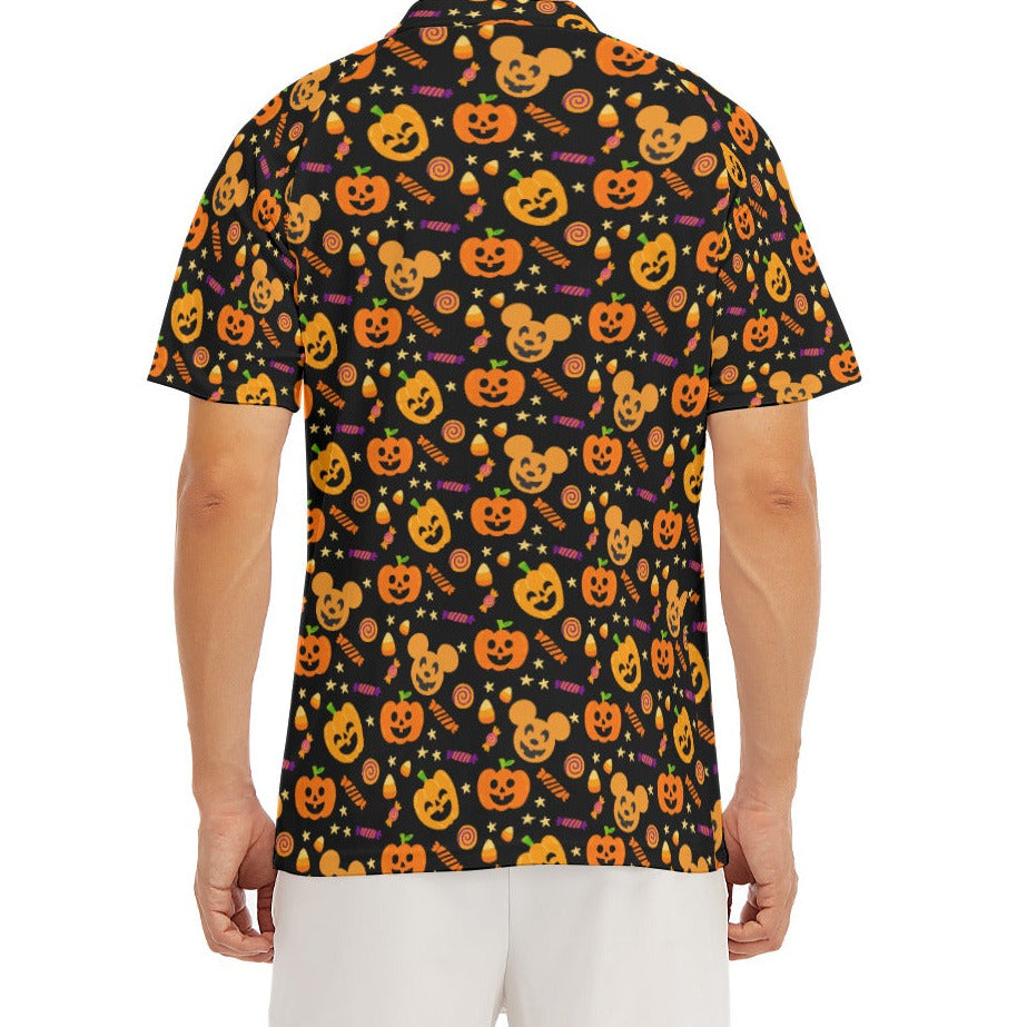 Cheerful Pumpkin Mouse Halloween - Men's Polo Shirt