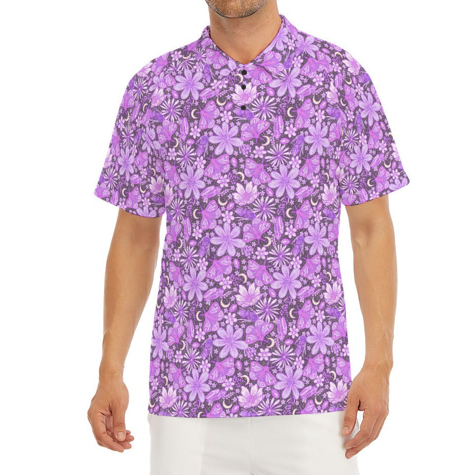 Purple Crystal Moths - Men's Polo Shirt