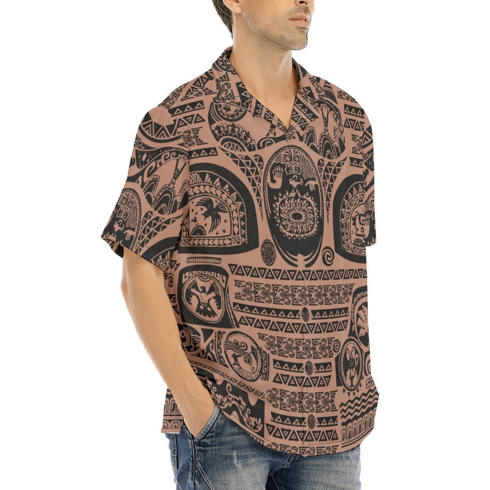 Polynesian Tattoo Motifs - Men's Hawaiian Button Up Shirt