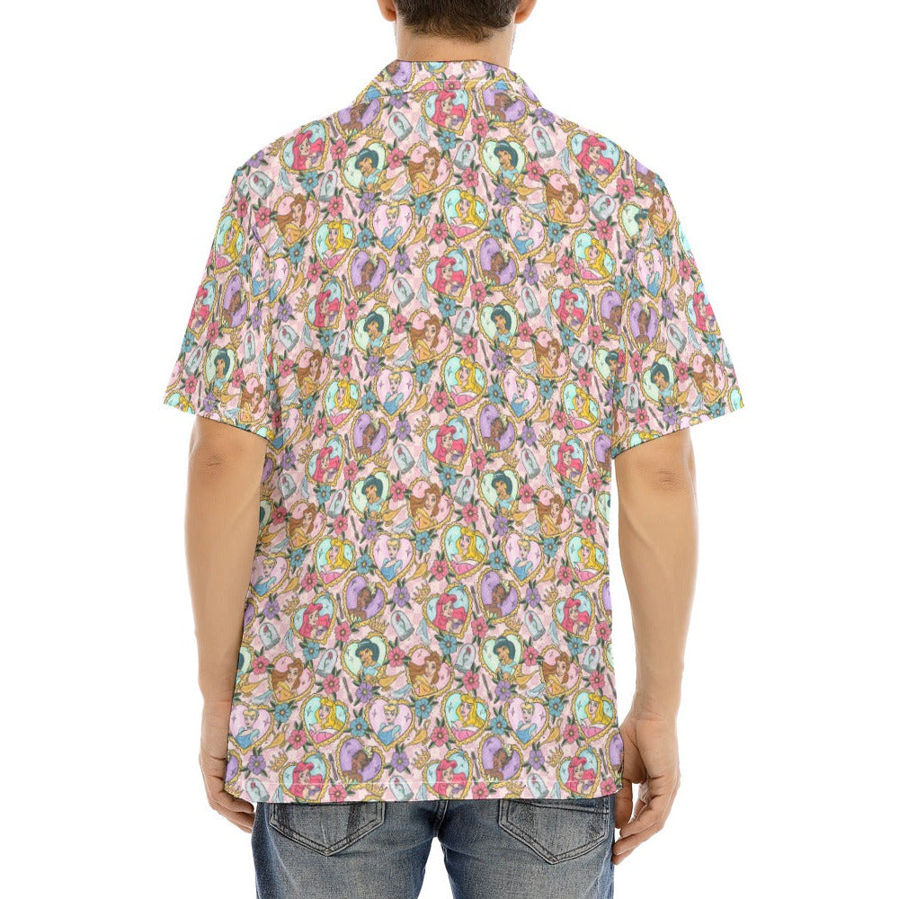 Tattoo Hearts Royal Icons - Men's Hawaiian Button Up Shirt