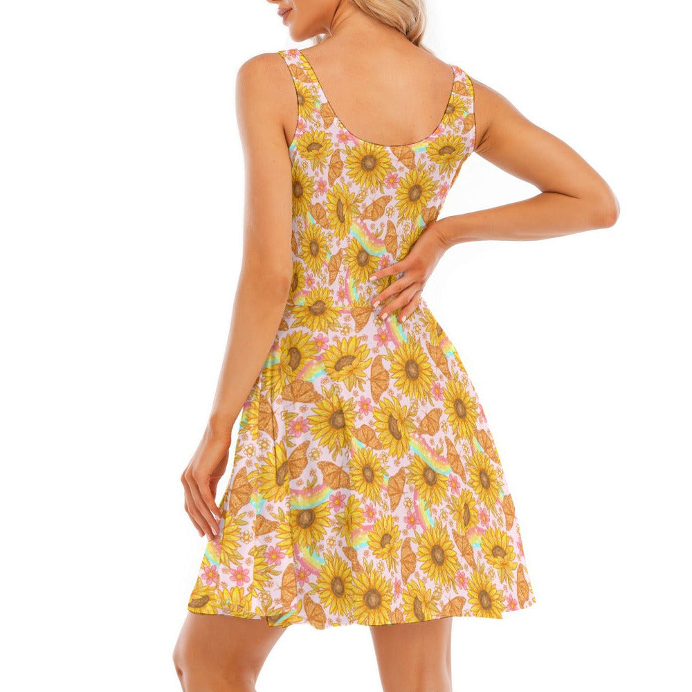 Sunflower Dreams - Women's Sleeveless Pocket Skater Dress