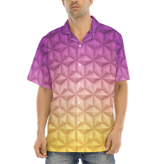 Geometric Spaceship Sphere - Men's Hawaiian Button Up Shirt