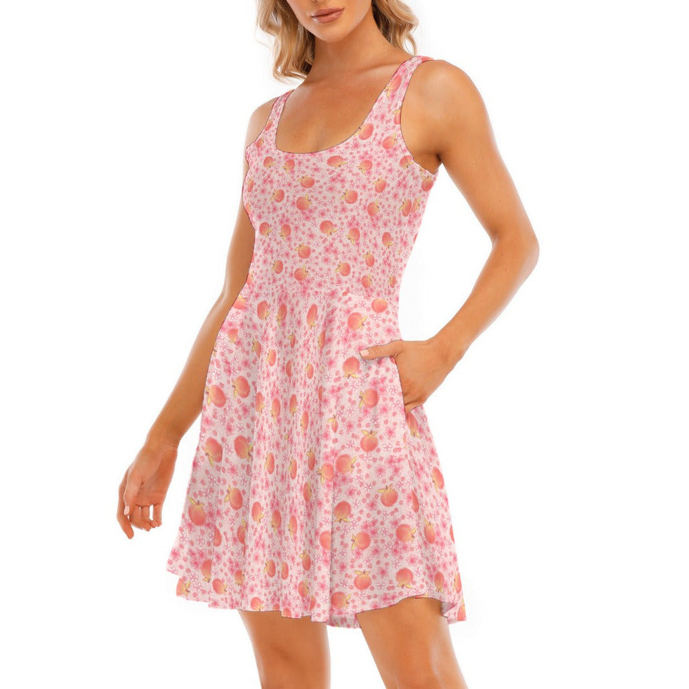 Summer Fruits - Peaches - Women's Sleeveless Pocket Skater Dress