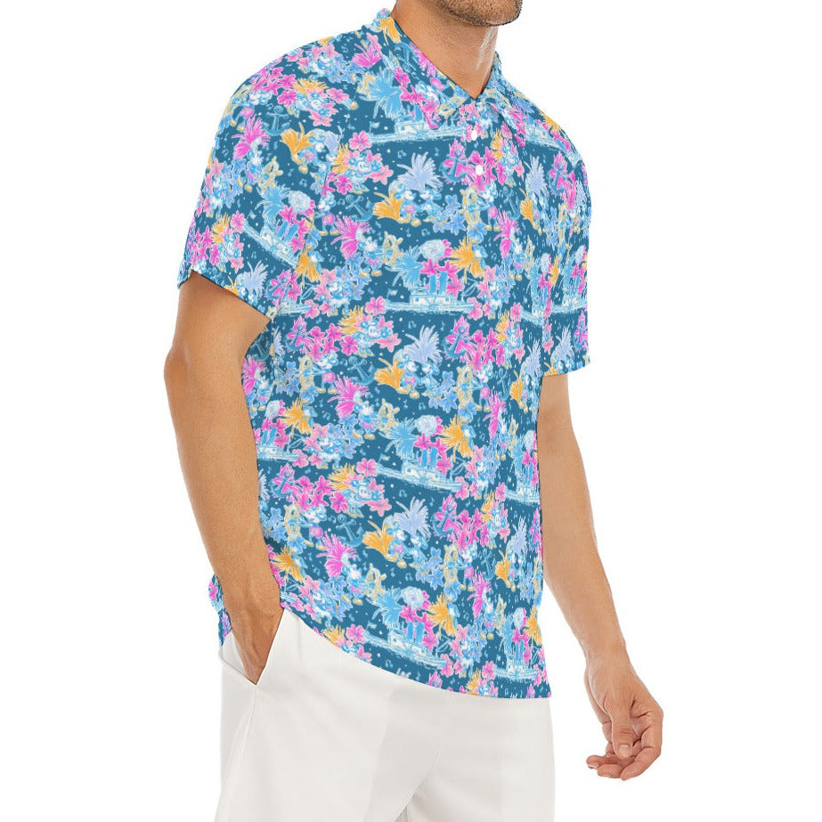 Bright Tropical Whimsy - Vintage Steamboat Captain - Men's Polo Shirt