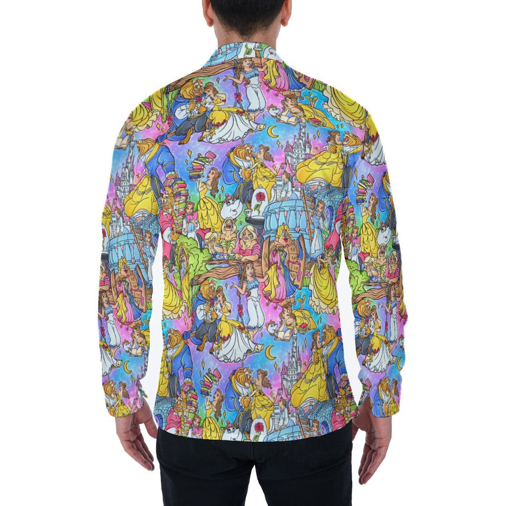 Enchanted Tale Storybook Scenes - Men's Long Sleeve Button Up Shirt