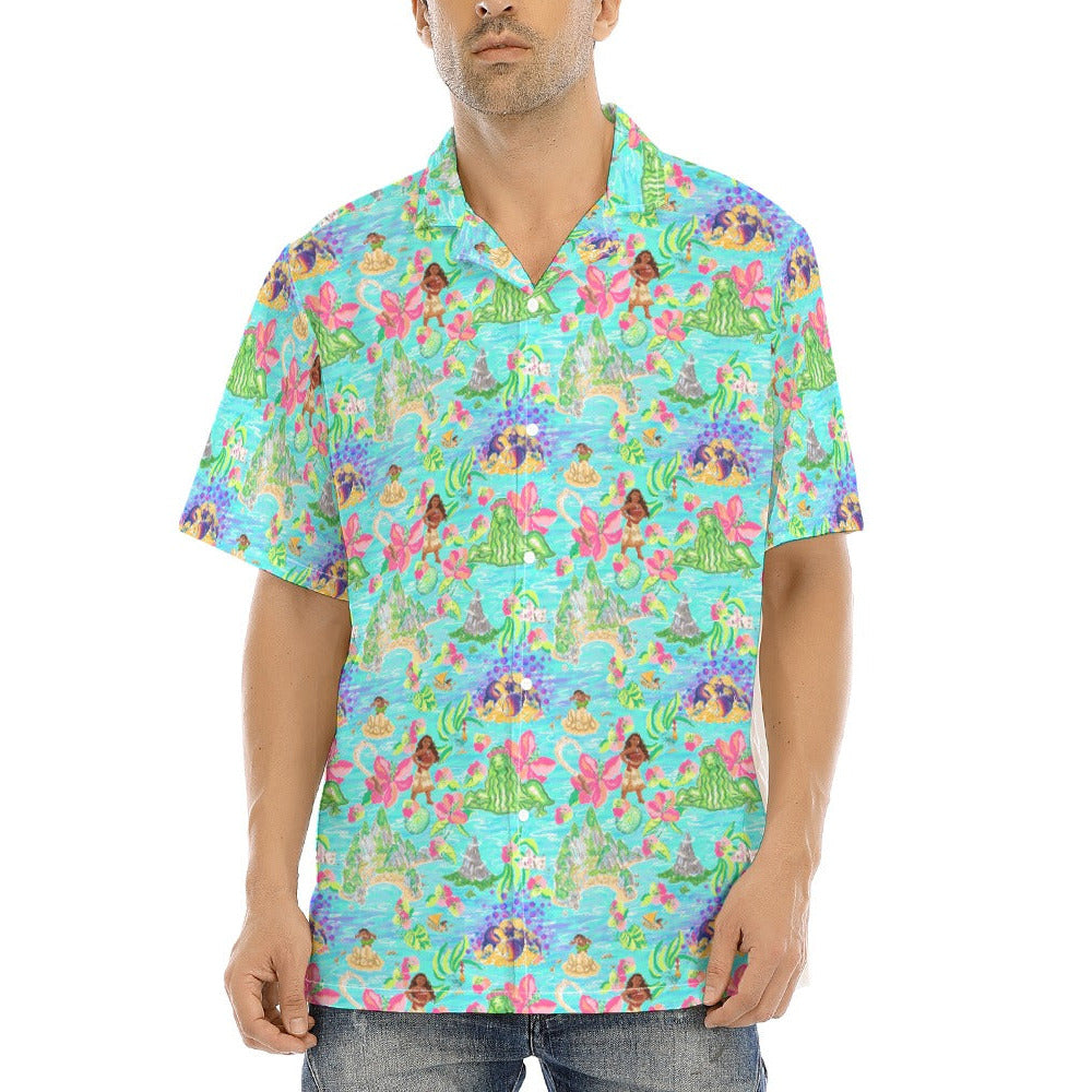 Tropical Island Paradise - Men's Hawaiian Button Up Shirt