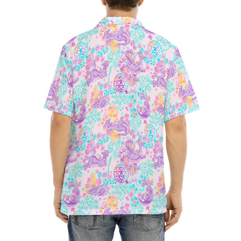 Purple Dragon Flower Power - Men's Hawaiian Button Up Shirt
