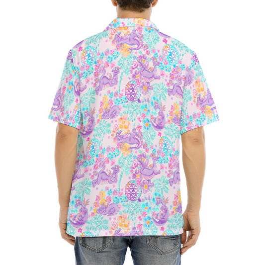Purple Dragon Flower Power - Men's Hawaiian Button Up Shirt