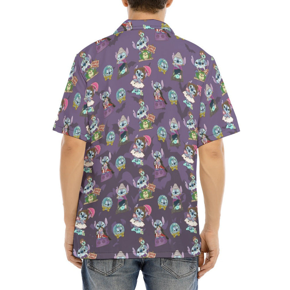 Haunted Alien Portraits - Men's Hawaiian Button Up Shirt