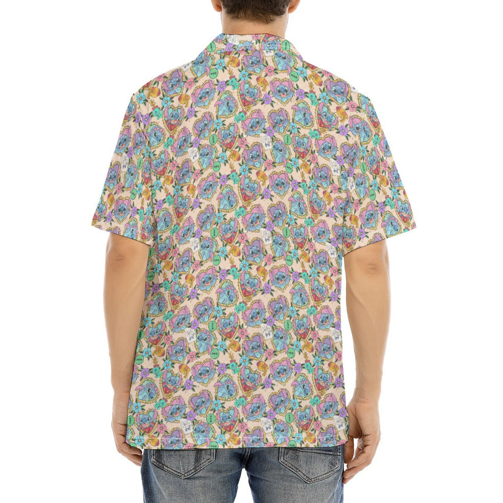 Tattoo Hearts Island Mischief - Men's Hawaiian Button Up Shirt
