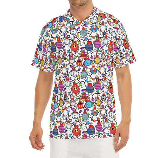 Festive Character Baubles on White - Men's Polo Shirt