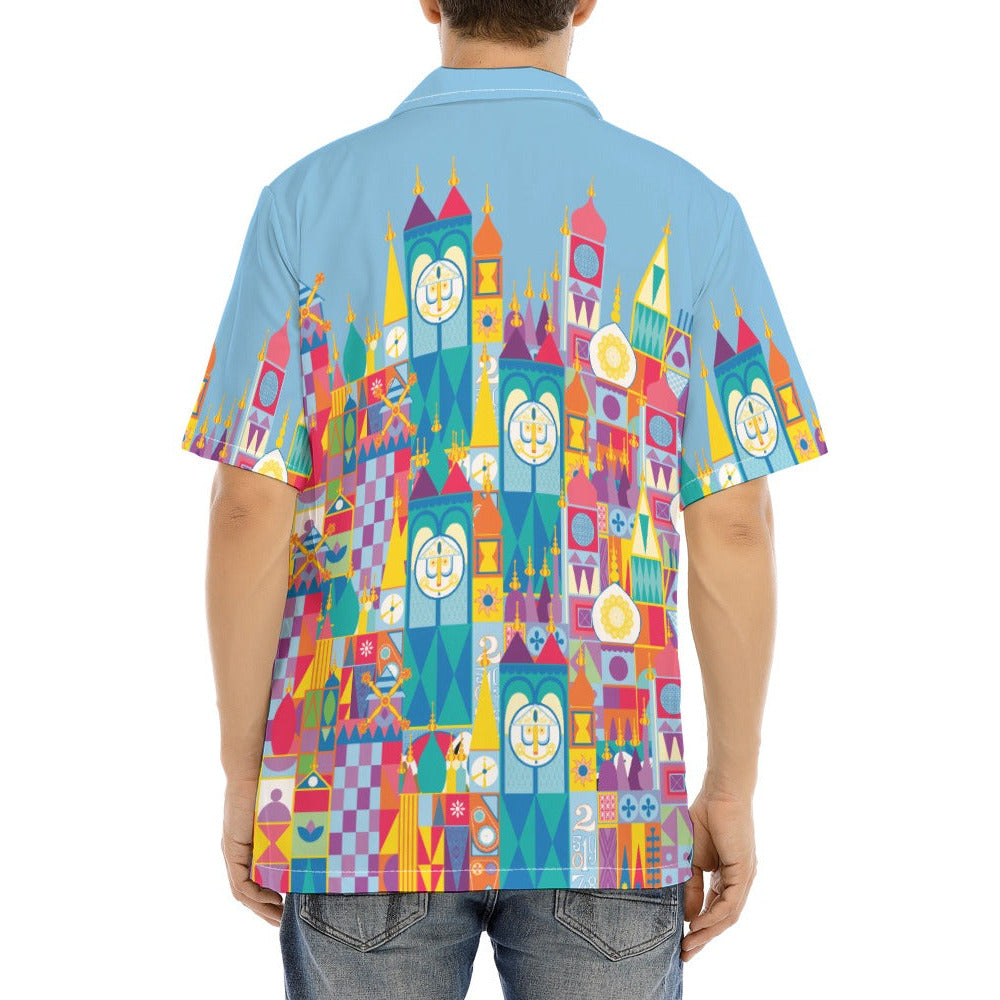 Whimsical World Facade - Men's Hawaiian Button Up Shirt