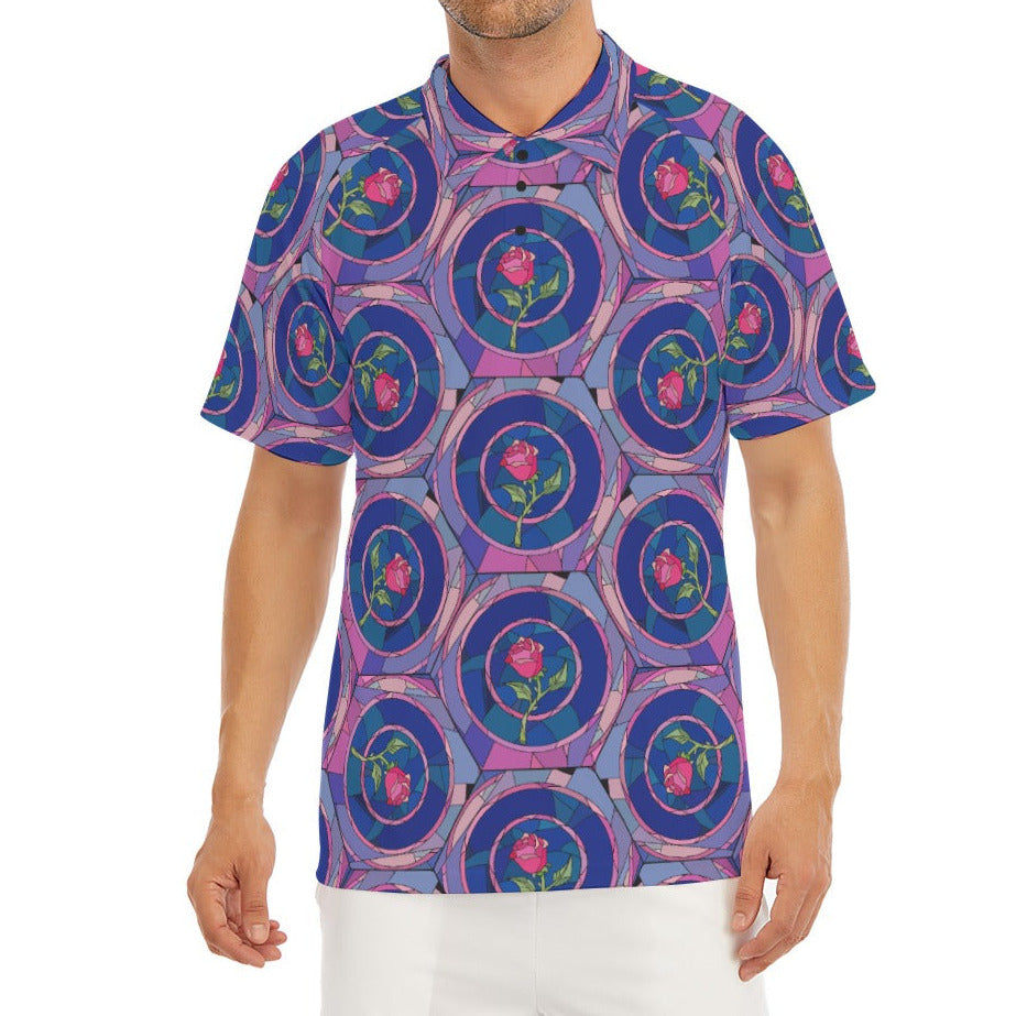 Enchanted Rose Stained Glass - Men's Polo Shirt