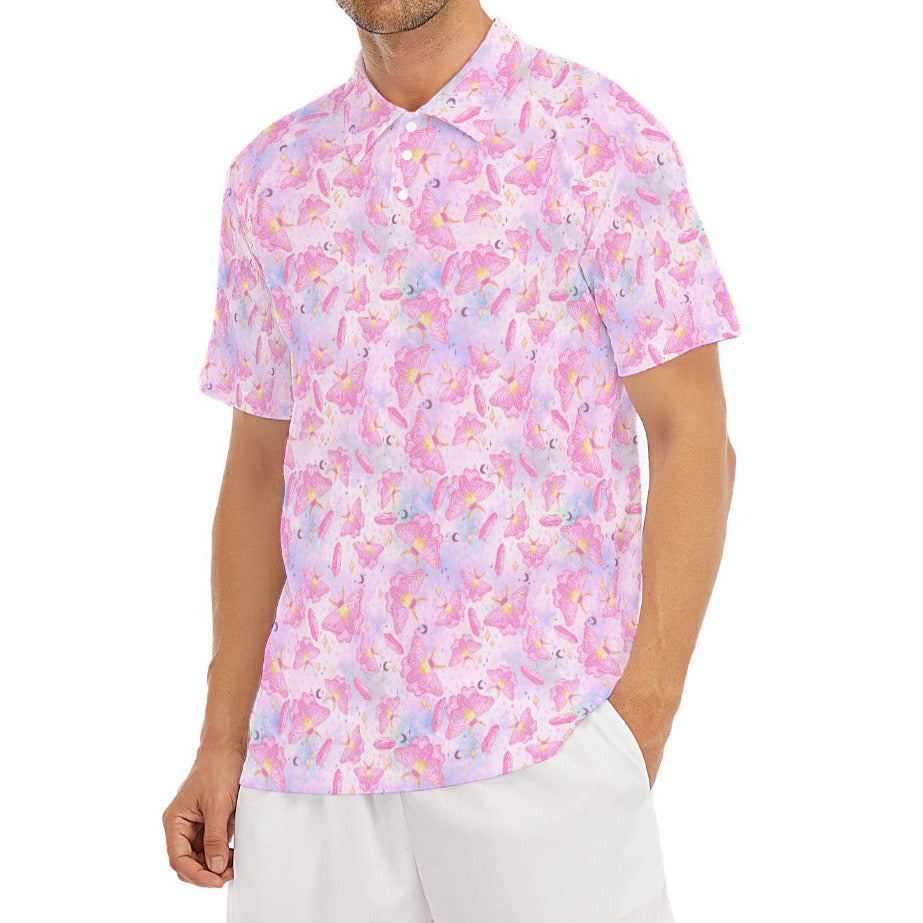 Pink Crystal Lunar Moths - Men's Polo Shirt
