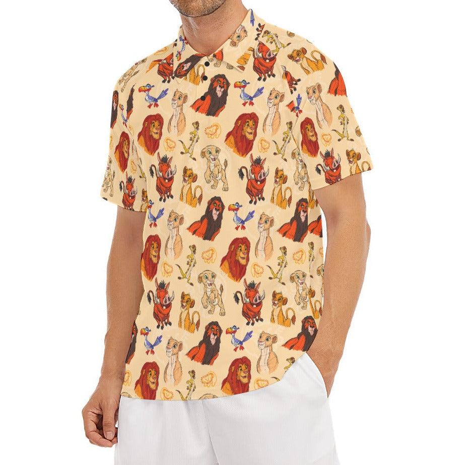 Sketched Savanna Friends - Men's Polo Shirt