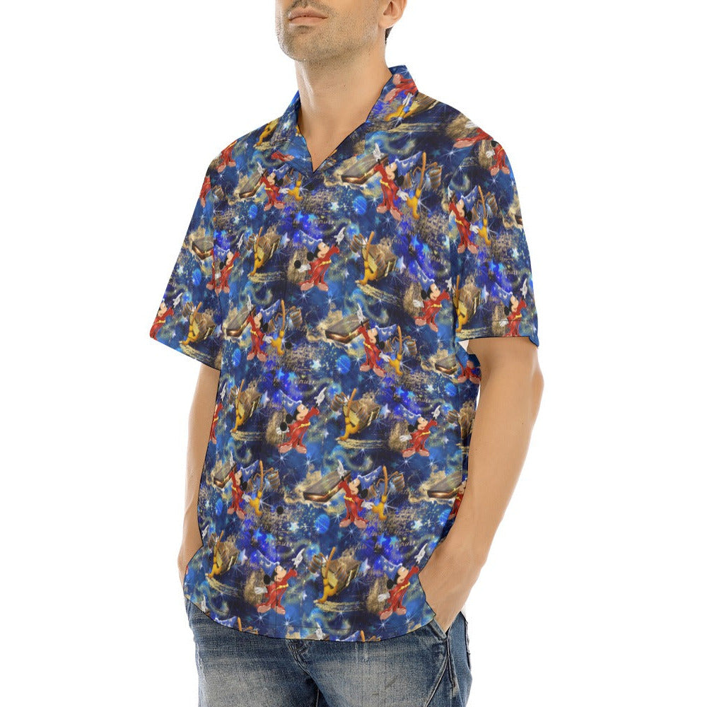 Enchanted Broom Magic - Men's Hawaiian Button Up Shirt
