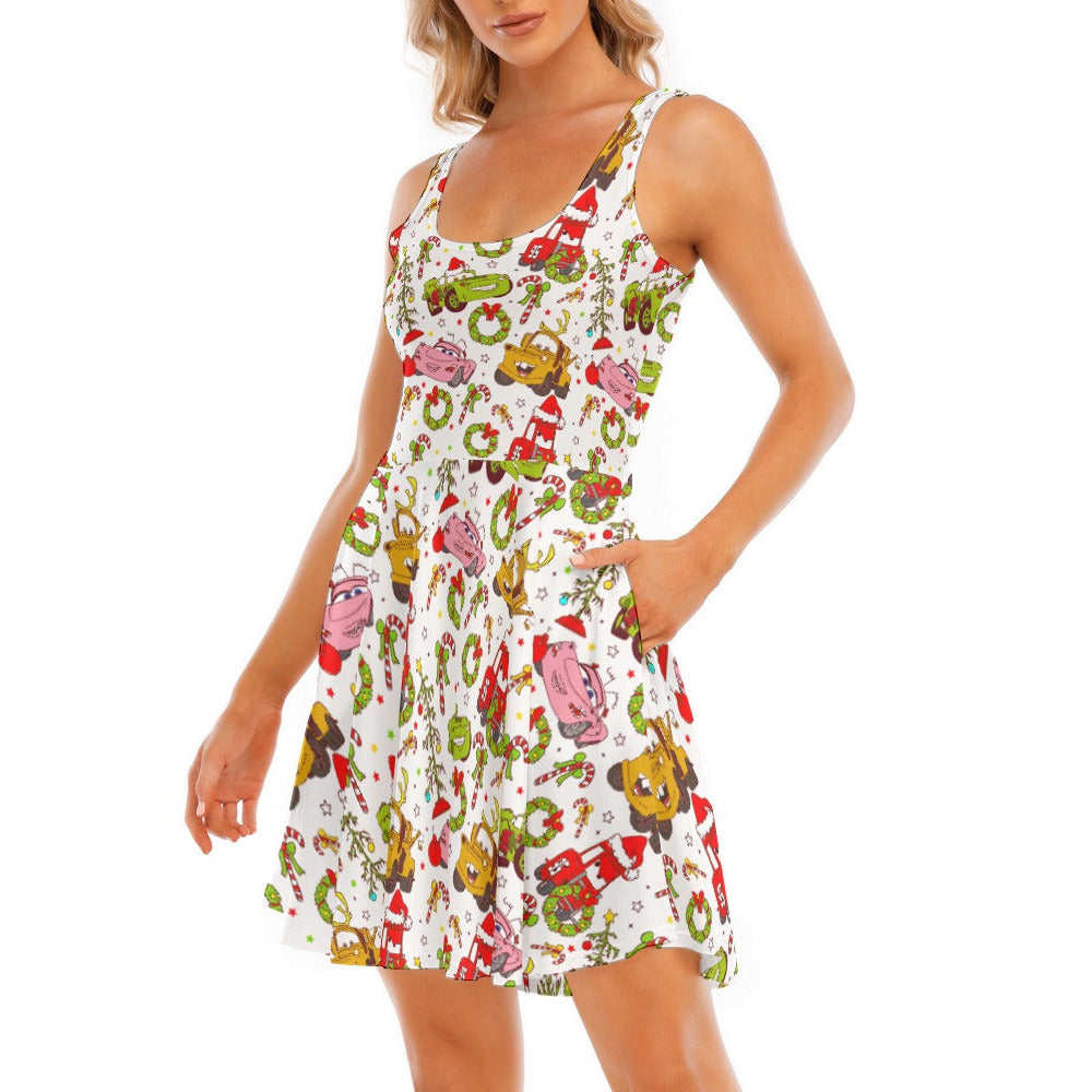 Holiday Race Day - Women's Sleeveless Pocket Skater Dress