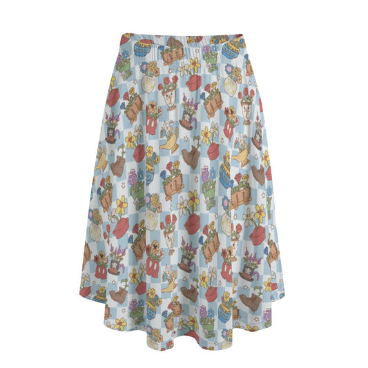 Flourishing Fairytale Pots - Women's Pocket Midi Skirt