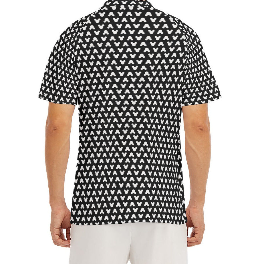 Playful Polka Dot Ears Black - Men's Polo Shirt