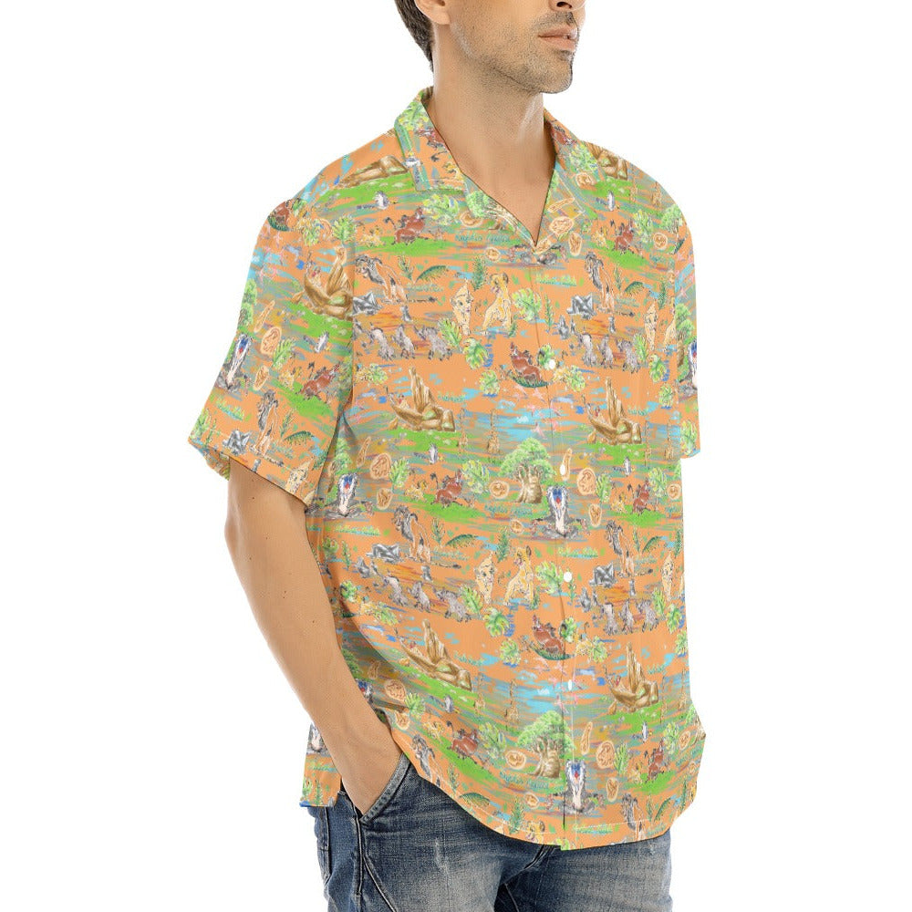 Savanna Sunset Stories - Men's Hawaiian Button Up Shirt