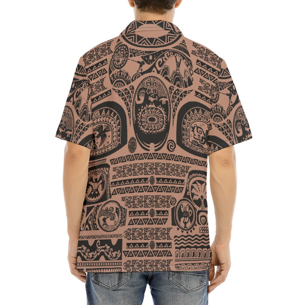 Polynesian Tattoo Motifs - Men's Hawaiian Button Up Shirt