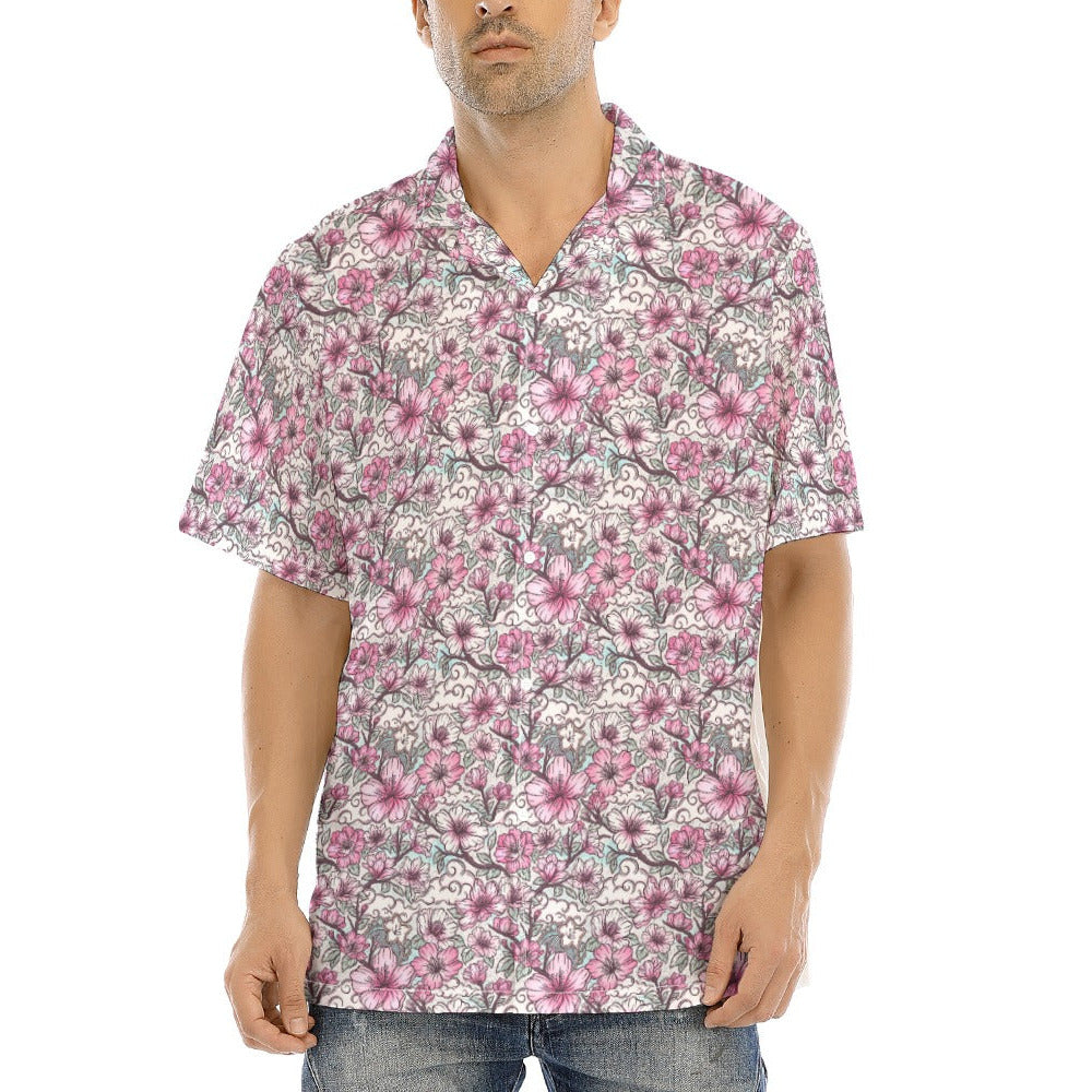 Fairytale Florals – Blossoms of Honor - Men's Hawaiian Button Up Shirt