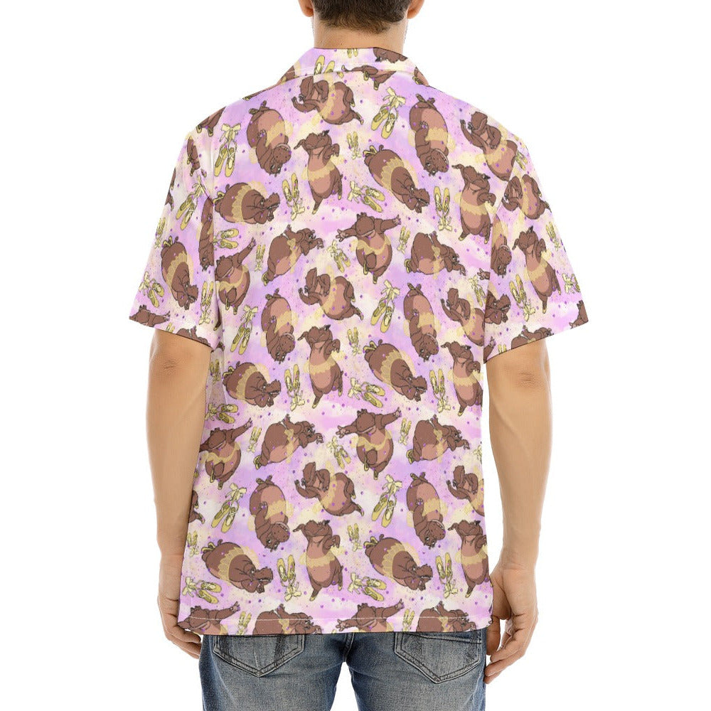 Ballerina Hippos - Men's Hawaiian Button Up Shirt