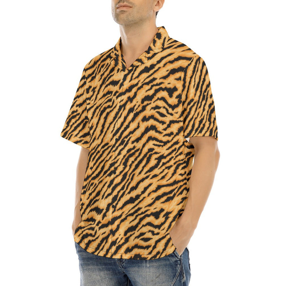 Animal Print - Tiger - Men's Hawaiian Button Up Shirt
