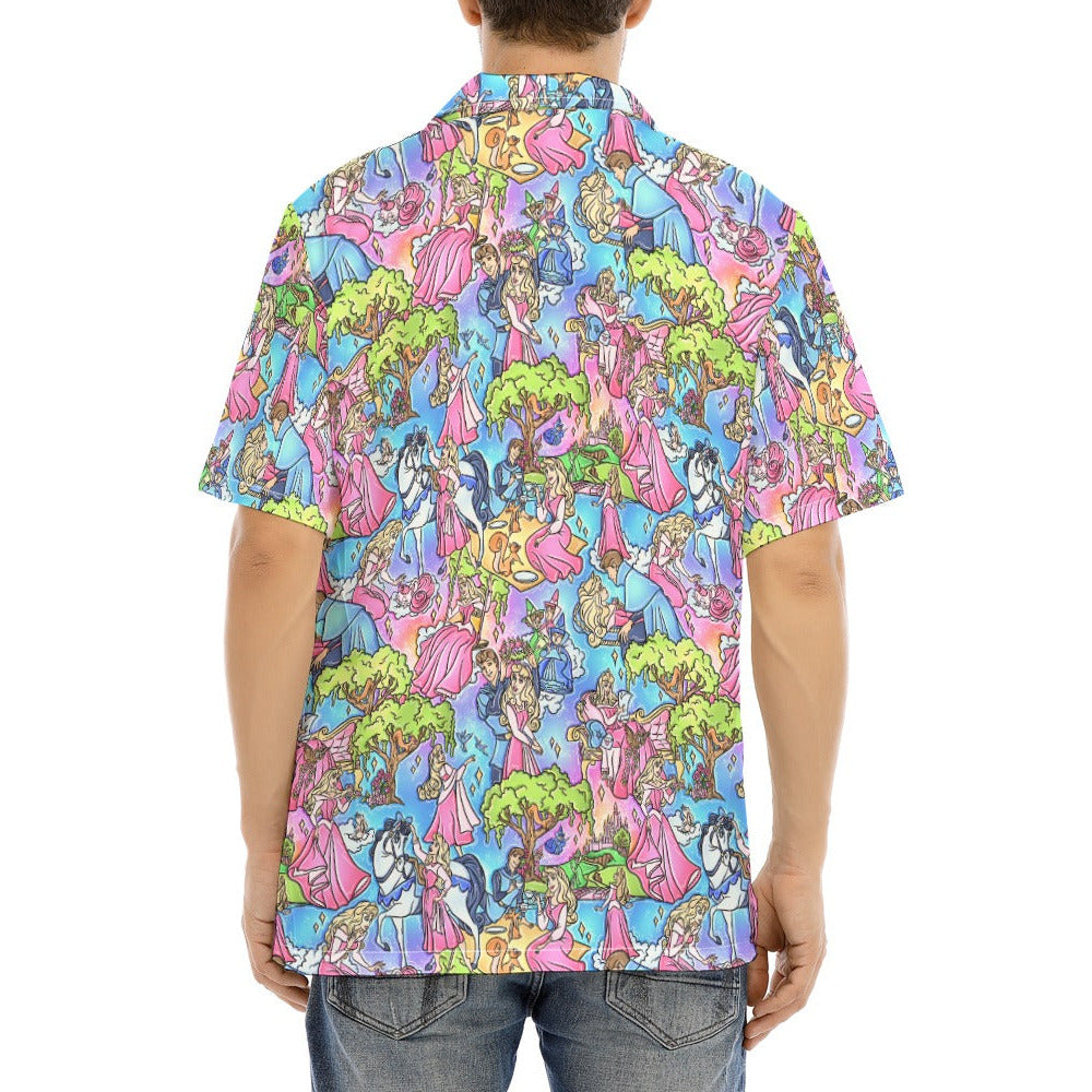 Dreaming Princess Storybook Scenes - Men's Hawaiian Button Up Shirt