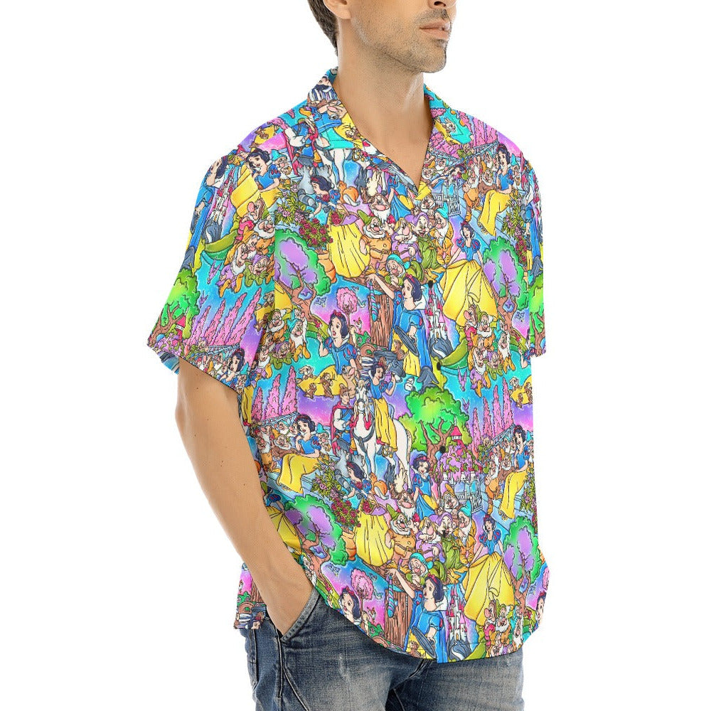 Fairest Princess Storybook Scenes - Men's Hawaiian Button Up Shirt