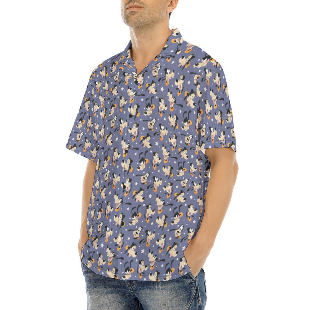 Funny Silly Dog - Men's Hawaiian Button Up Shirt