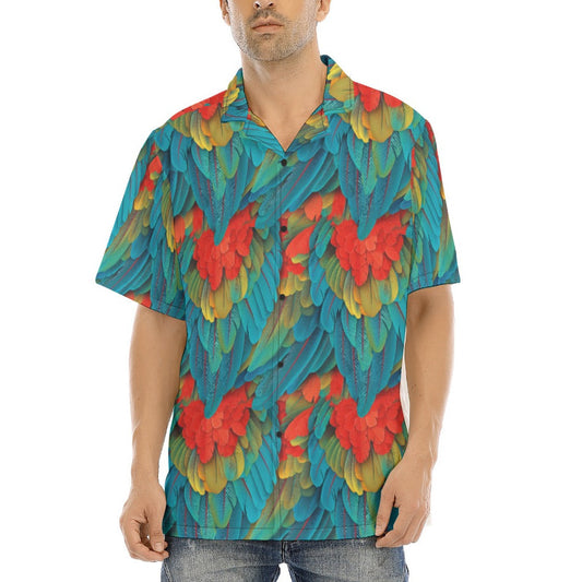 Animal Print - Macaw Parrot - Men's Hawaiian Button Up Shirt