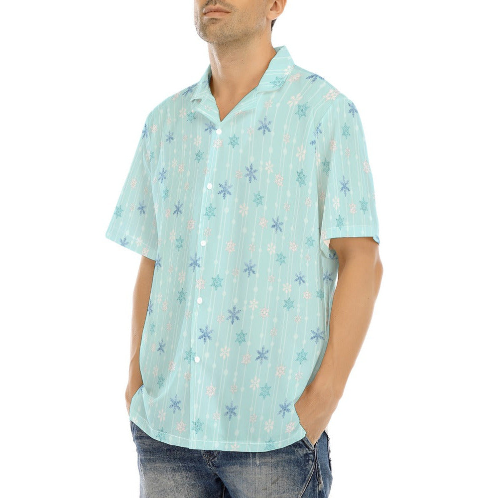 Ice Queen Snowflake Pattern - Men's Hawaiian Button Up Shirt