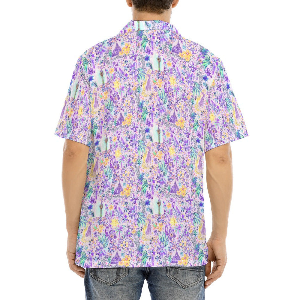 Bright Tropical Princess - Tower Light Festival - Men's Hawaiian Button Up Shirt