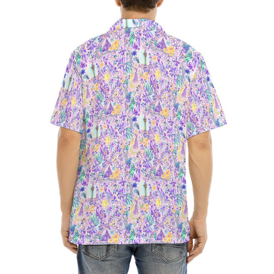 Bright Tropical Princess - Tower Light Festival - Men's Hawaiian Button Up Shirt