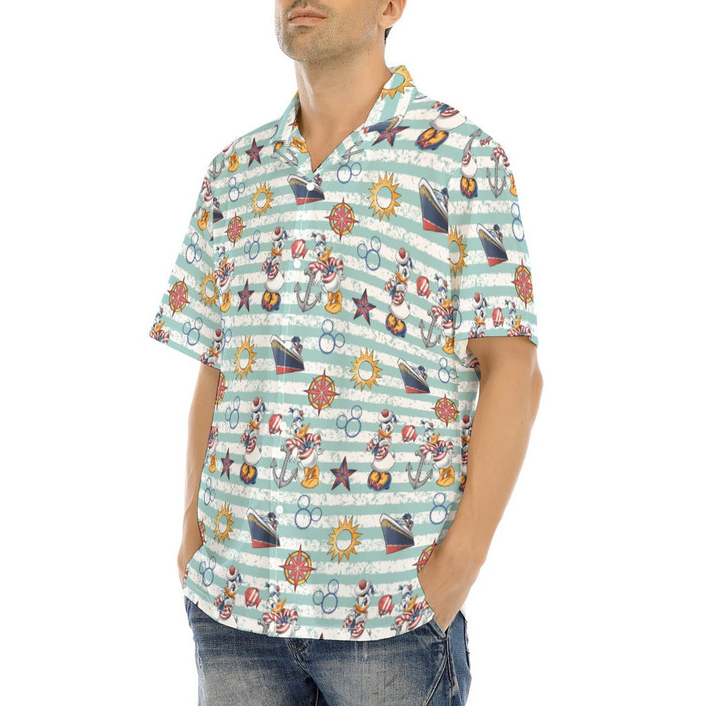 Sailor Duo on Deck - Men's Hawaiian Button Up Shirt