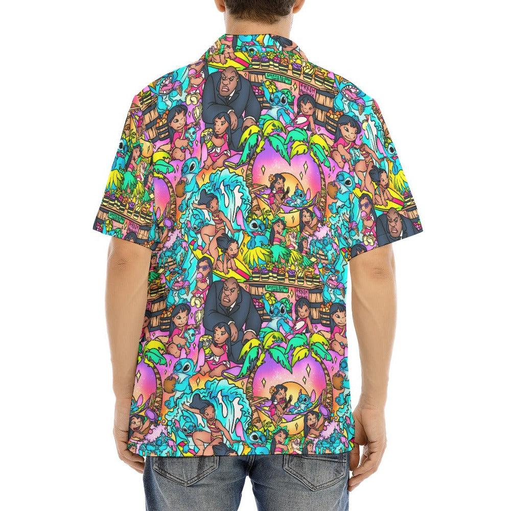 Ohana Island Storybook Scenes - Men's Hawaiian Button Up Shirt