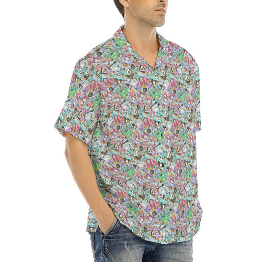 Tattoo Hearts Spooky Crew - Men's Hawaiian Button Up Shirt