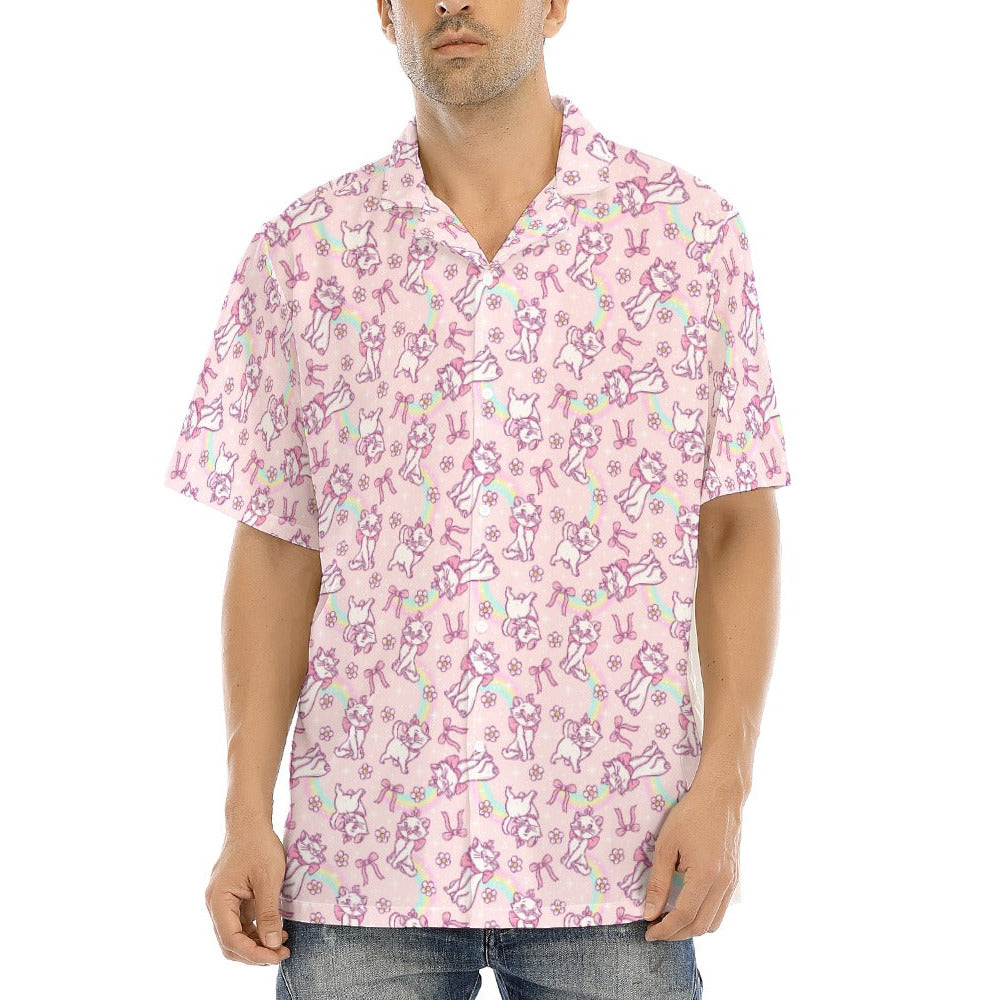 Rainbow Bow Kitty - Men's Hawaiian Button Up Shirt