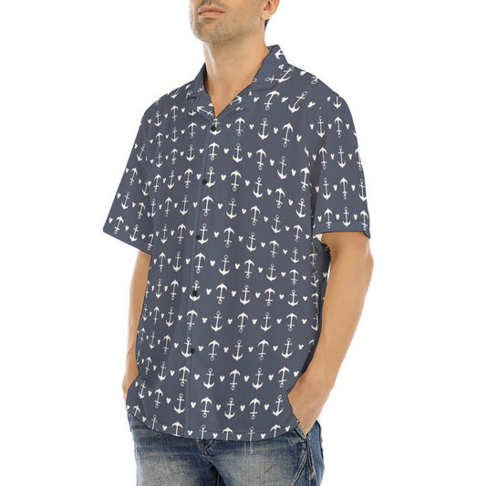 Anchors & Mouse Ears - Men's Hawaiian Button Up Shirt