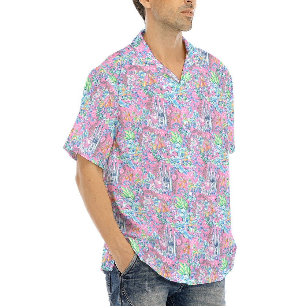 Bright Tropical Dreams - Enchanted Squeaky Helpers - Men's Hawaiian Button Up Shirt