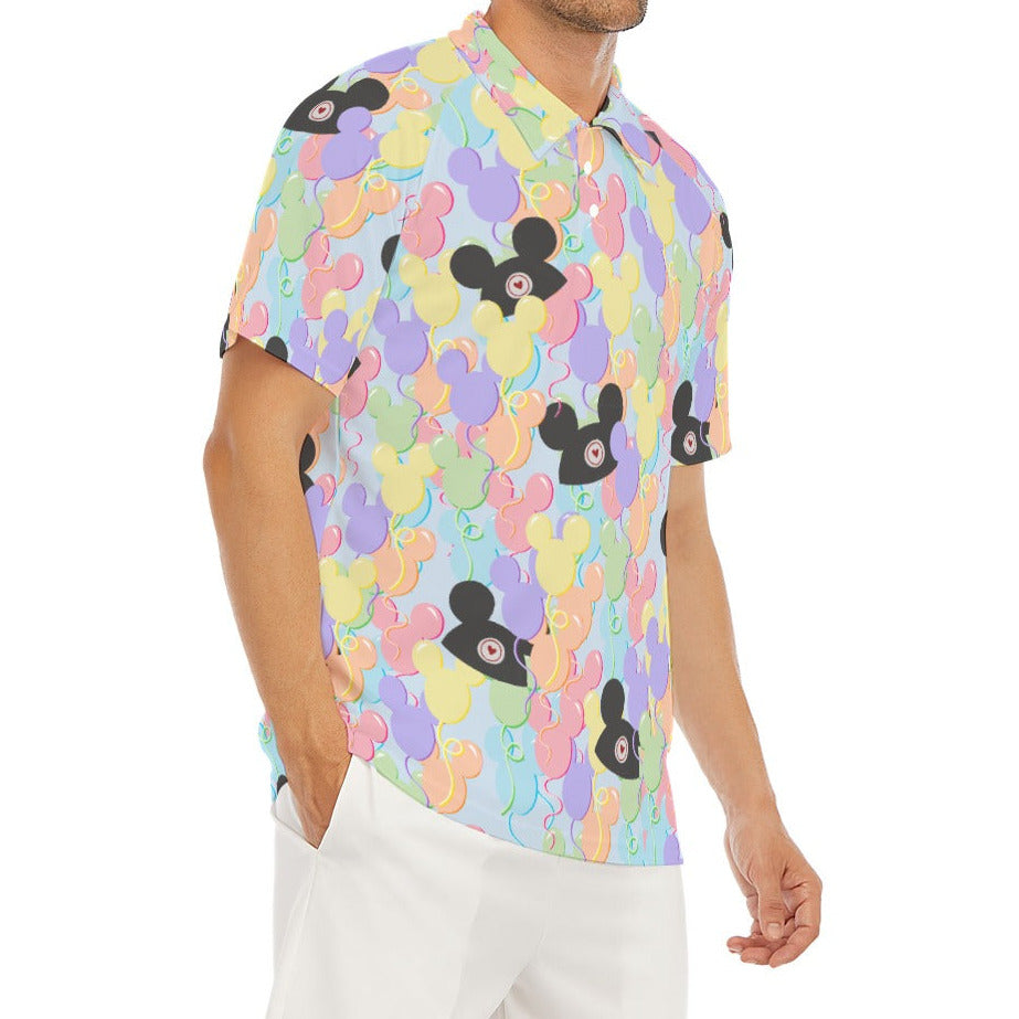 Pastel Mouse Ear Balloons - Men's Polo Shirt
