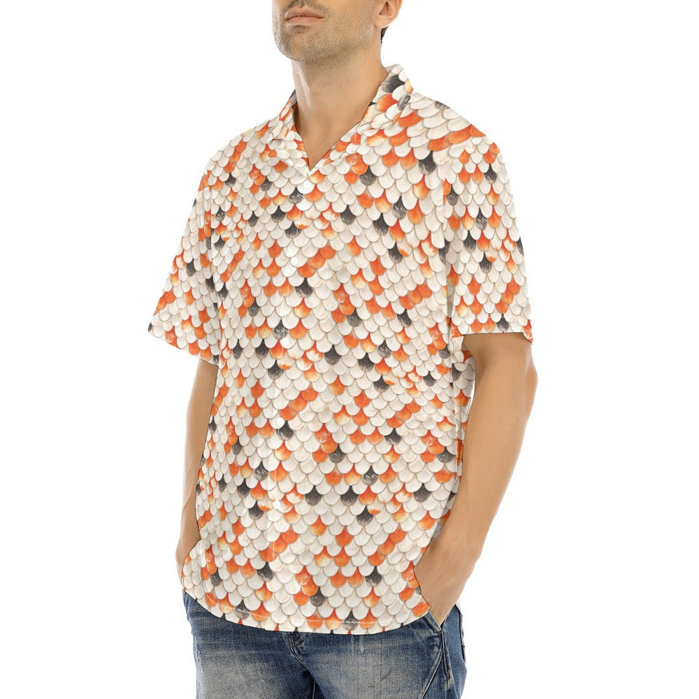 Animal Print - Koi Fish - Men's Hawaiian Button Up Shirt
